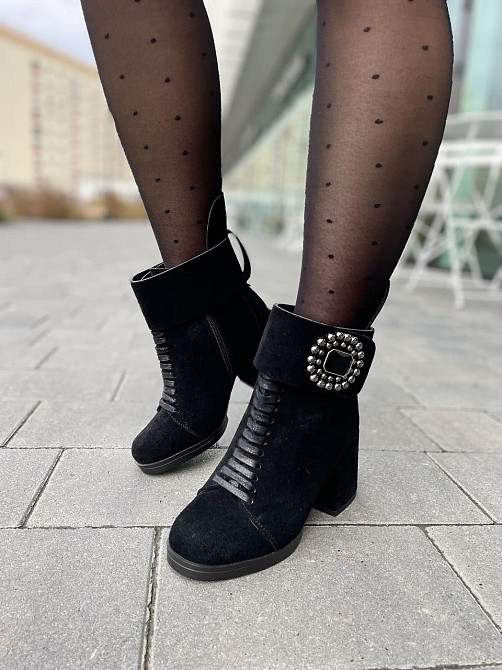 Crisma Черевики жіночі CRISMA чорні замша натуральна каблук 7.5см висота 10см розміри 36-39 (29 Коломыя - изображение 8