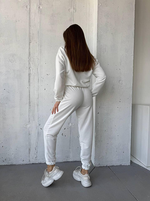 Жіночий повсякденний костюм-двійка: кофта та штани двохнитка-петля Молочний, 50/52 Одеса - фото 6