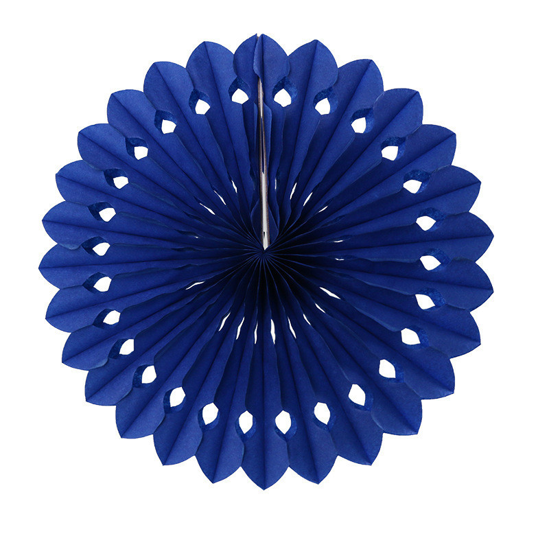 Бумажный веер для праздника 30 см синий Киев - изображение 1