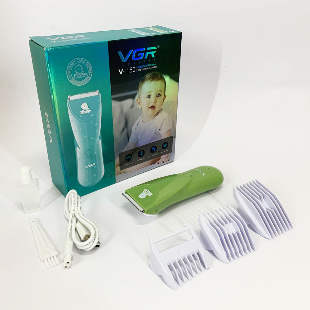Дуже тиха бездротова машинка для стрижки волосся дітей VGR V-150 з насадками. Колір: зелений KP-10 Львів - фото 10
