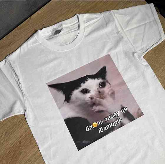 Футболка с мемом «Бл*ть снова эта ебатория» с котом Синий, XL Черновцы