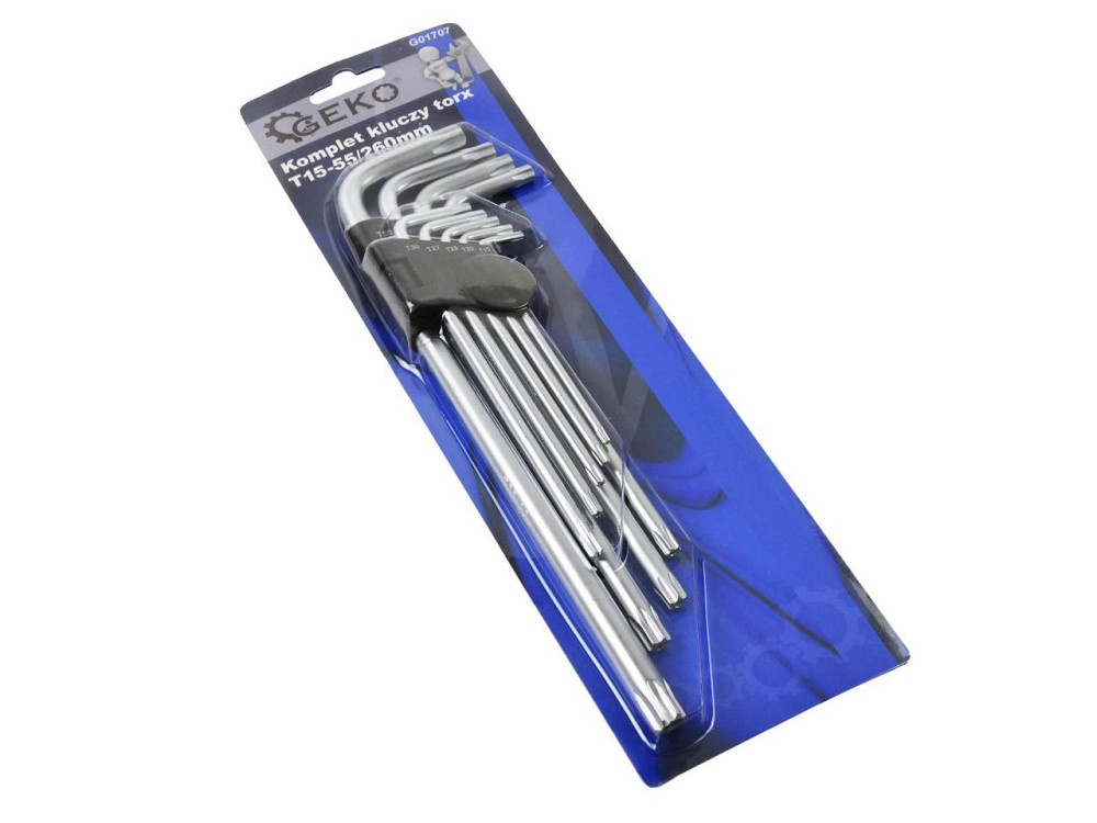 Г-подібні ключі "GeKo" Cr-V комплект 9 штук Torx (T10-T50), найдовший 260 мм Киев - изображение 3
