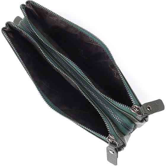 Красивый кожаный кошелек на три отделения ST Leather 23110 Зеленый Киев