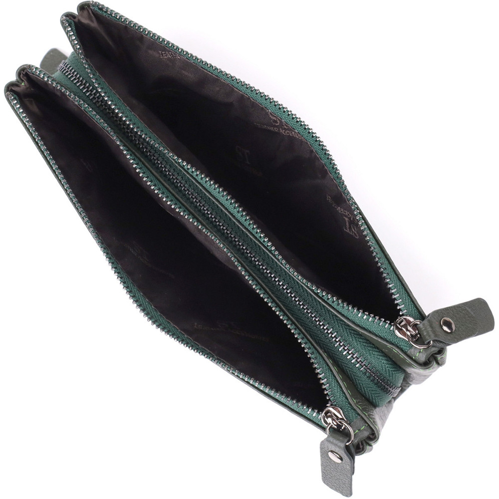Красивый кожаный кошелек на три отделения ST Leather 23110 Зеленый Киев - изображение 5