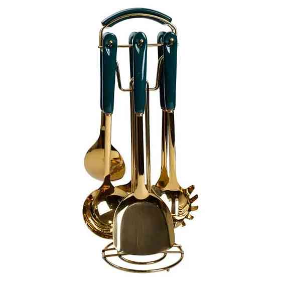 Набір кухонного приладдя на підставці 7 предметів кухонні аксесуари на підставці Смарагдовий HP-20-67 Коломия
