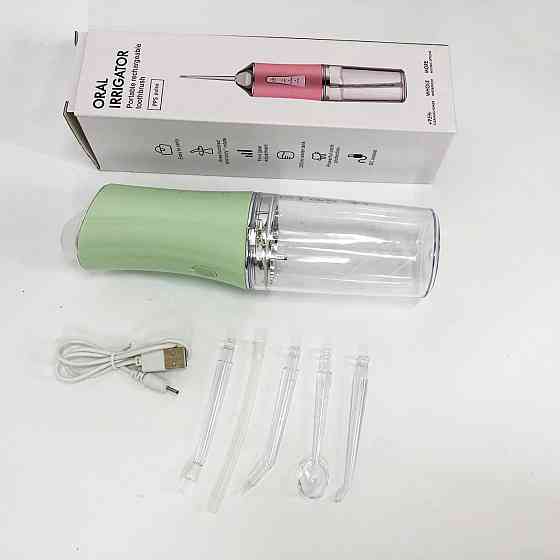 Ирригатор для чистки зубов и полости рта Oral Irrigator с аккумулятором и сменными насадками. Цвет: зеленый IH-24 Львов