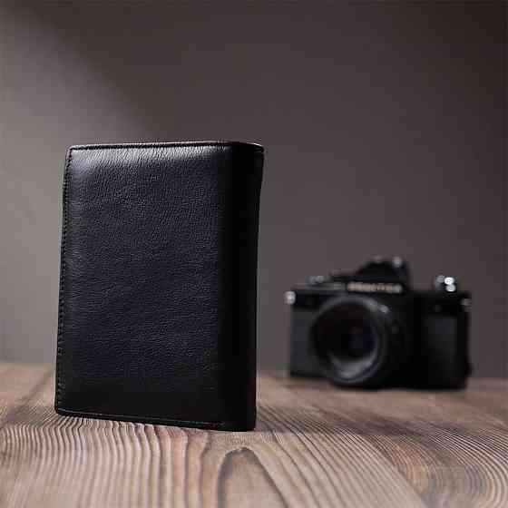Вертикальное мужское портмоне из натуральной кожи ST Leather 22733 Черный Киев