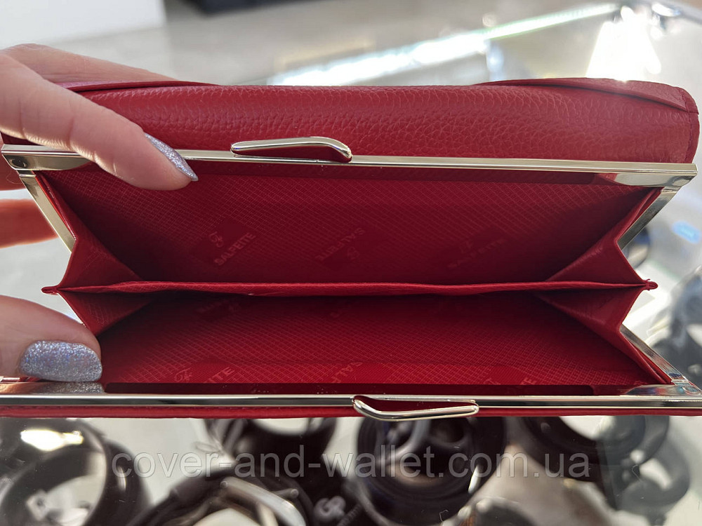 Класичний жіночий гаманець з натуральної шкіри червоного кольору з бантом Salfeite Київ - фото 12