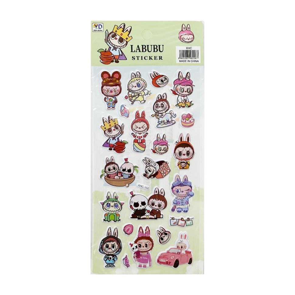 Дитячий набір наліпок "Лабубу" YG0328(Green) мікс, 10х22 см Вінниця - фото 1