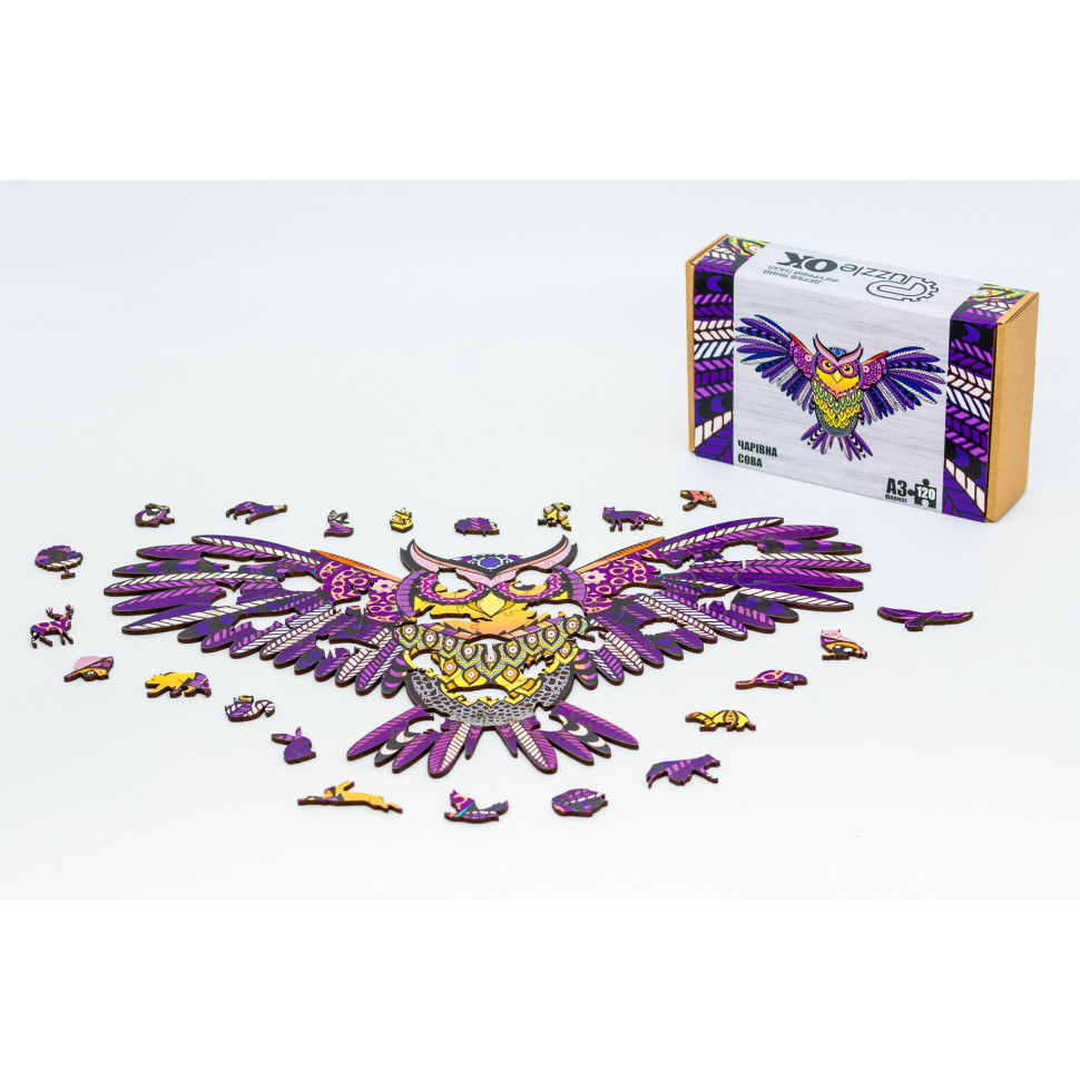 Фігурний дерев'яний пазл A3 "Чарівна сова" PuzA3-00723, 120 елементів Вінниця - фото 2