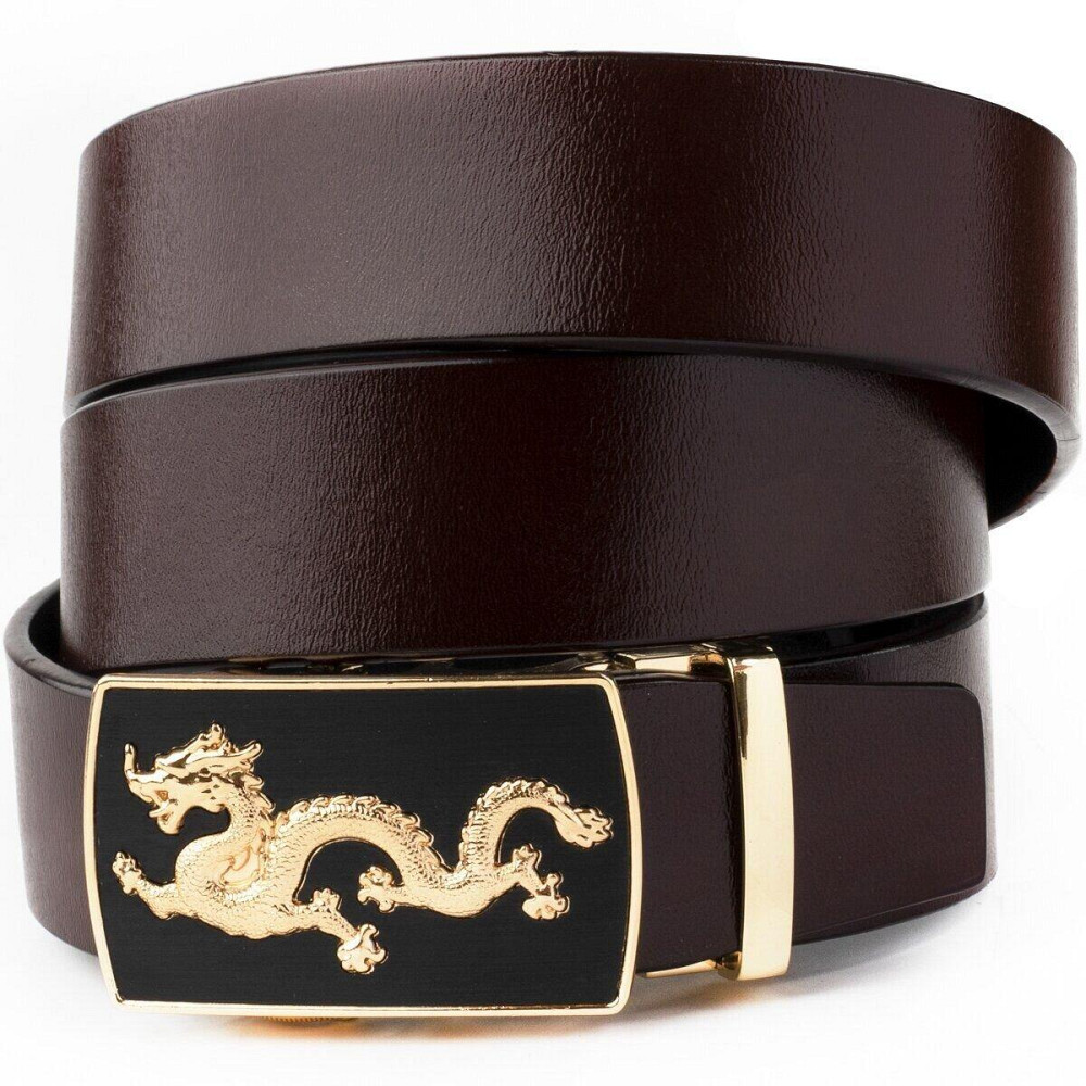 Ремень мужской золотой дракон Коричневый (Vintage) Киев - изображение 5