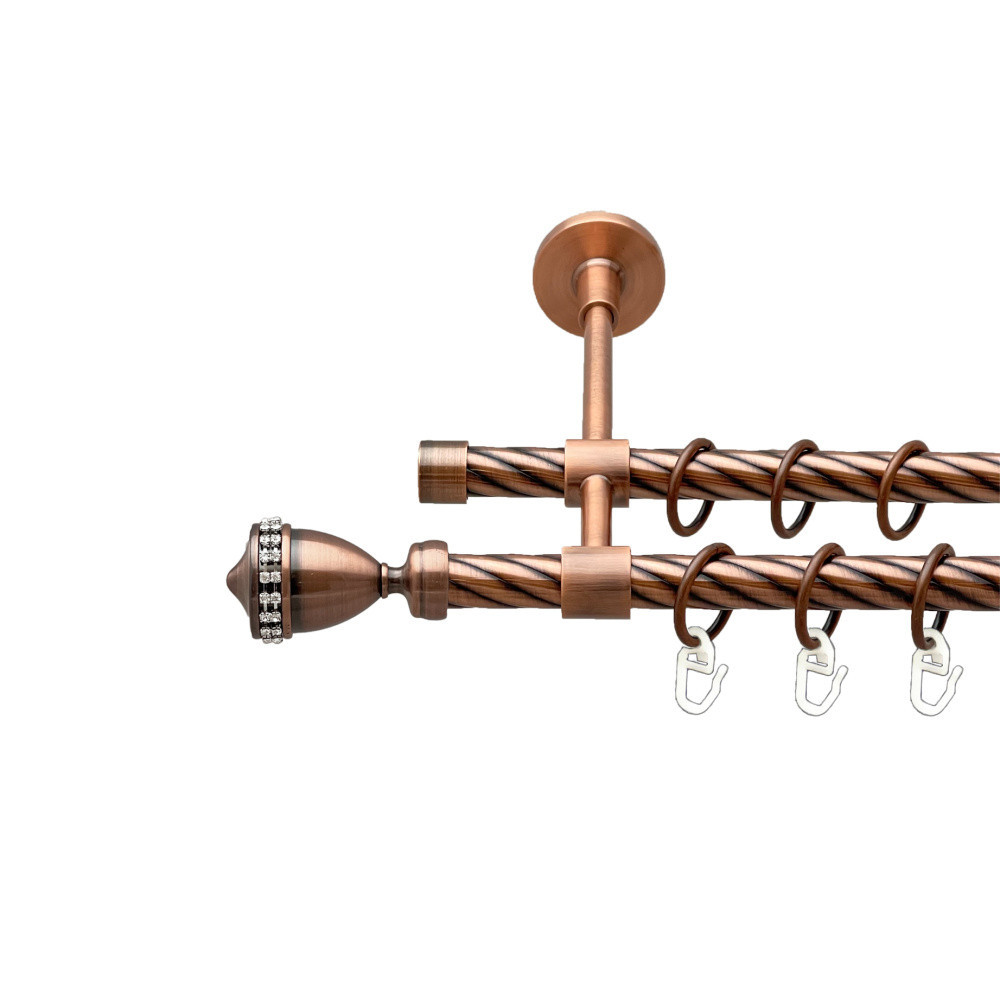 Карниз Orvit Етернія металевий дворядний закритий скручена труба кільце металеве Мідь 16\16 мм 200 см Львов - изображение 1