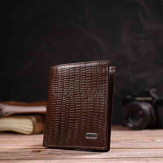 Фактурний гаманець для чоловіків з натуральної шкіри з тисненням CANPELLINI 21927 Коричневий Київ