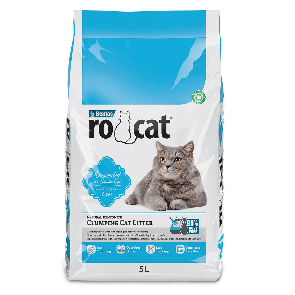 Бентонитовый наполнитель RoCat Unscented для кошачьего туалета, без аромата, 5 л (4.3 кг) Киев - изображение 1