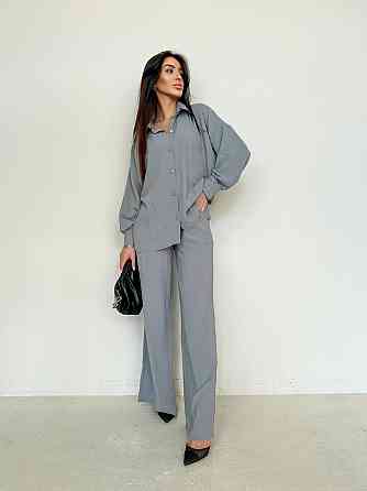 Женский стильный привлекательный костюм американский креп Серый, 44/46 Одесса