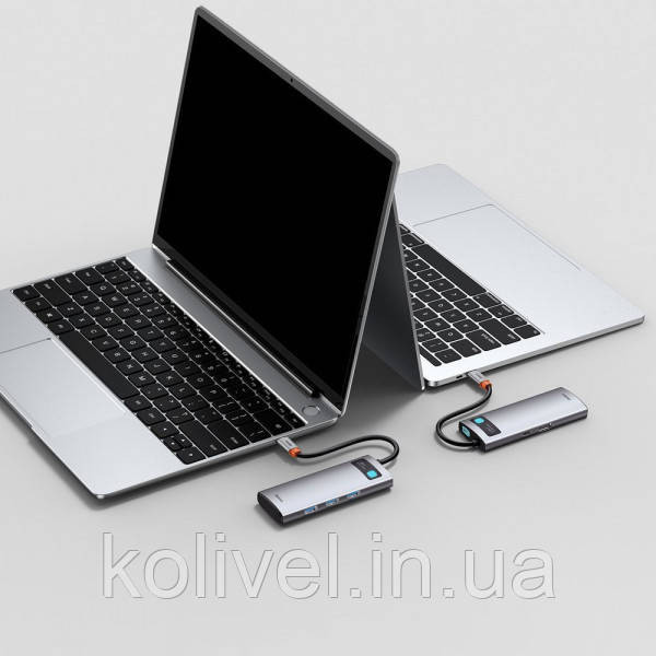 Док-станція USB3.1 Type-C --> USB Type C PD 100W/HDMI 4K 60 Hz/3*USB 3.2 Gen1/ 5in1 Baseus (CAHUB-CX0G) Київ - фото 6