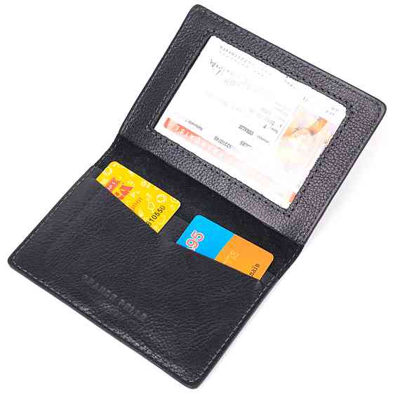 Кожаная обложка на военный билет Слава ЗСУ GRANDE PELLE 16745 Черная Киев