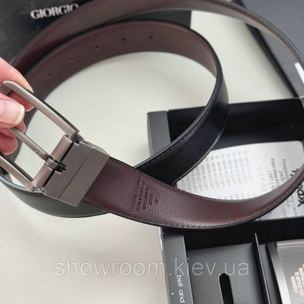 Чоловічий шкіряний ремінь із двома пряжками, подарункова упаковка GA (313) Київ - фото 5