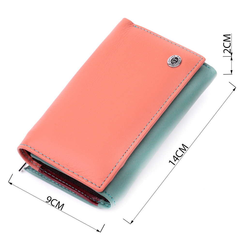 Красивый женский кожаный кошелек в три сложения ST Leather 19441 Разноцветный Киев - изображение 3