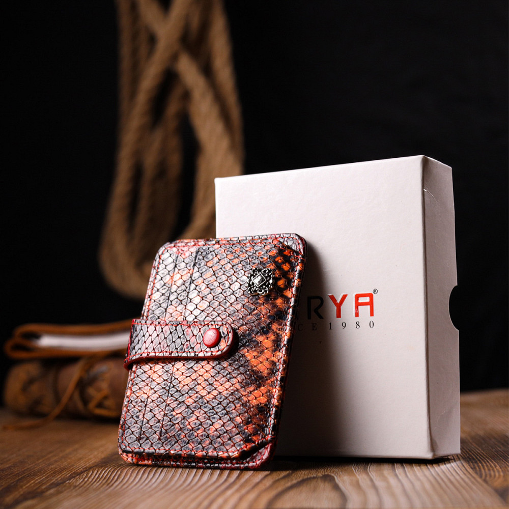 Візитниця з натуральної фактурної шкіри під змію KARYA 20964 Різнокольоровий Київ - фото 10