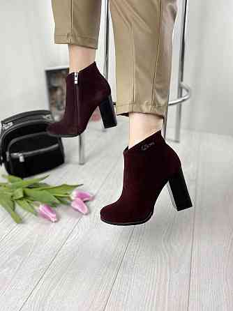 Женские черевики 95 бордовые замша натуральная высота каблука 9см размеры 36р 37р (1215) Коломия