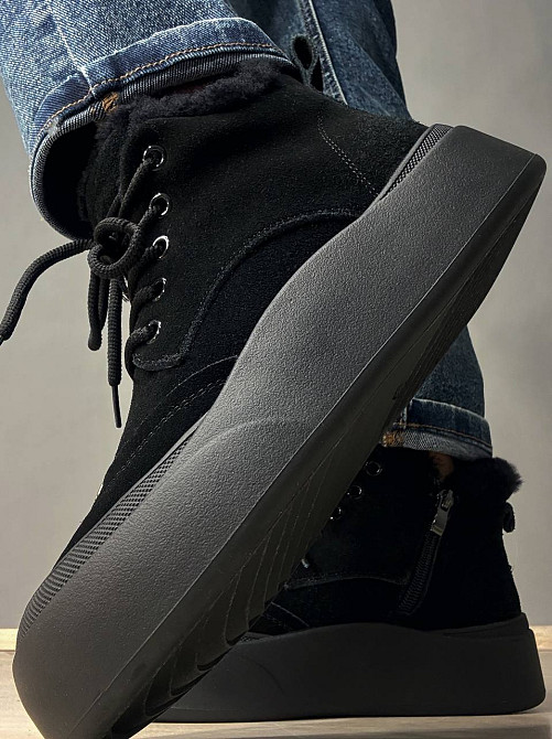 Черевики жіночі Hengji 677-1 замшеві високі кеди на хутрі чорні, 41, 25,5 см Київ - фото 3