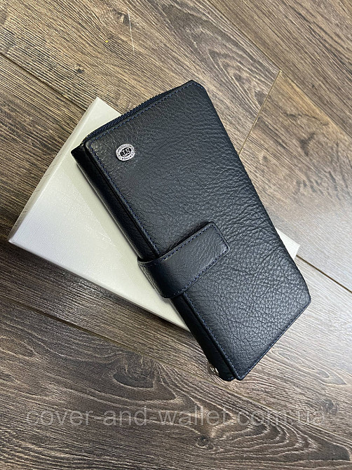 Темно-синій шкіряний гаманець клатч ST 228 Київ - фото 9