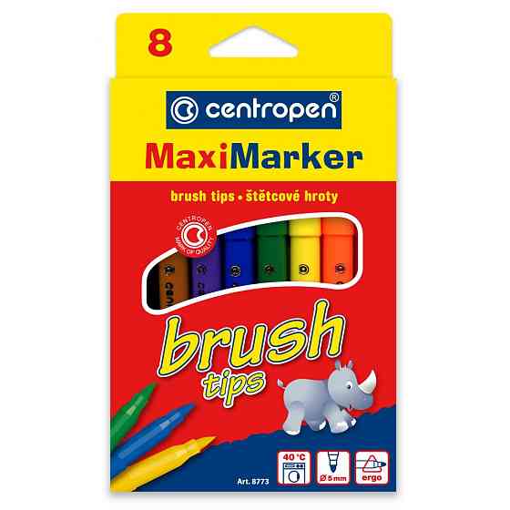 Фломастеры Centropen 8773 Maxi Brush tips, 8 colors (8773/08) Винница