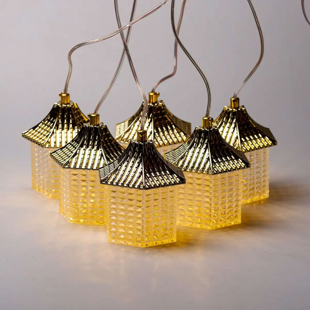 Garlando Гірлянда штора з фігурками Ліхтар 3 метри 6 ламп тепле жовте світло 6L3MLIG Київ - фото 4