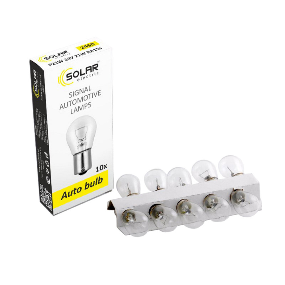 Лампа розжарювання Solar P21W 24V 21W BA15s, 10шт Киев - изображение 1
