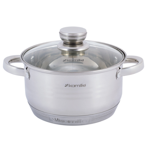 Каструля нержавіюча сталь 3л з кришкою порожнисті ручки 4912 KAMILLE Житомир - фото 2
