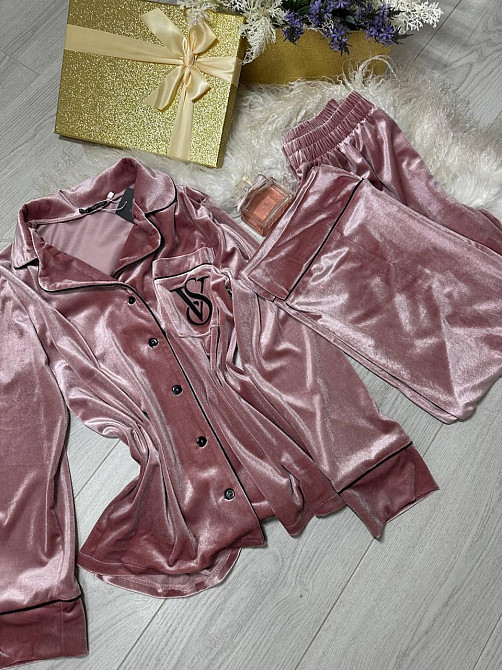 Жіноча стильна домашня піжама оксамитова піжама пудрово-рожевий, 46/48 Одеса - фото 5