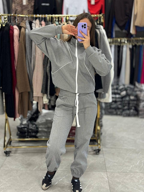 Женский стильный повседневный костюм Кашемир на шерстяной основе. Серый, 46/48 Одесса - изображение 2