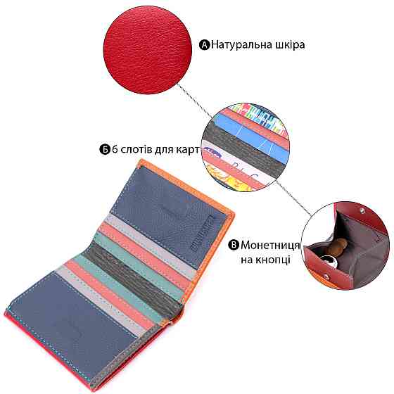 Интересный женский кошелек с оригинальной монетницей из натуральной кожи ST Leather 19509 Разноцветный Киев