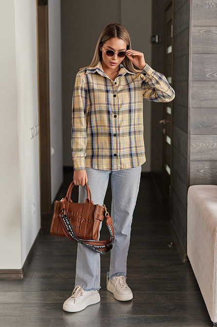 Жіноча сорочка в клітинку оверсайз "Wise" | Батал Київ - фото 8