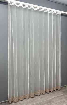 Тюль VR-Textil 1699т Грек-сетка с вышивкой Молочный с пудровым 300х270 см (42-0733) Киев