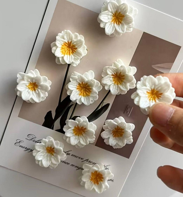 Магніти на холодильник ромашки декоративні, магніти квіти для холодильника та декору кухні, набір магнітів ромашка 10 шт Київ - фото 4