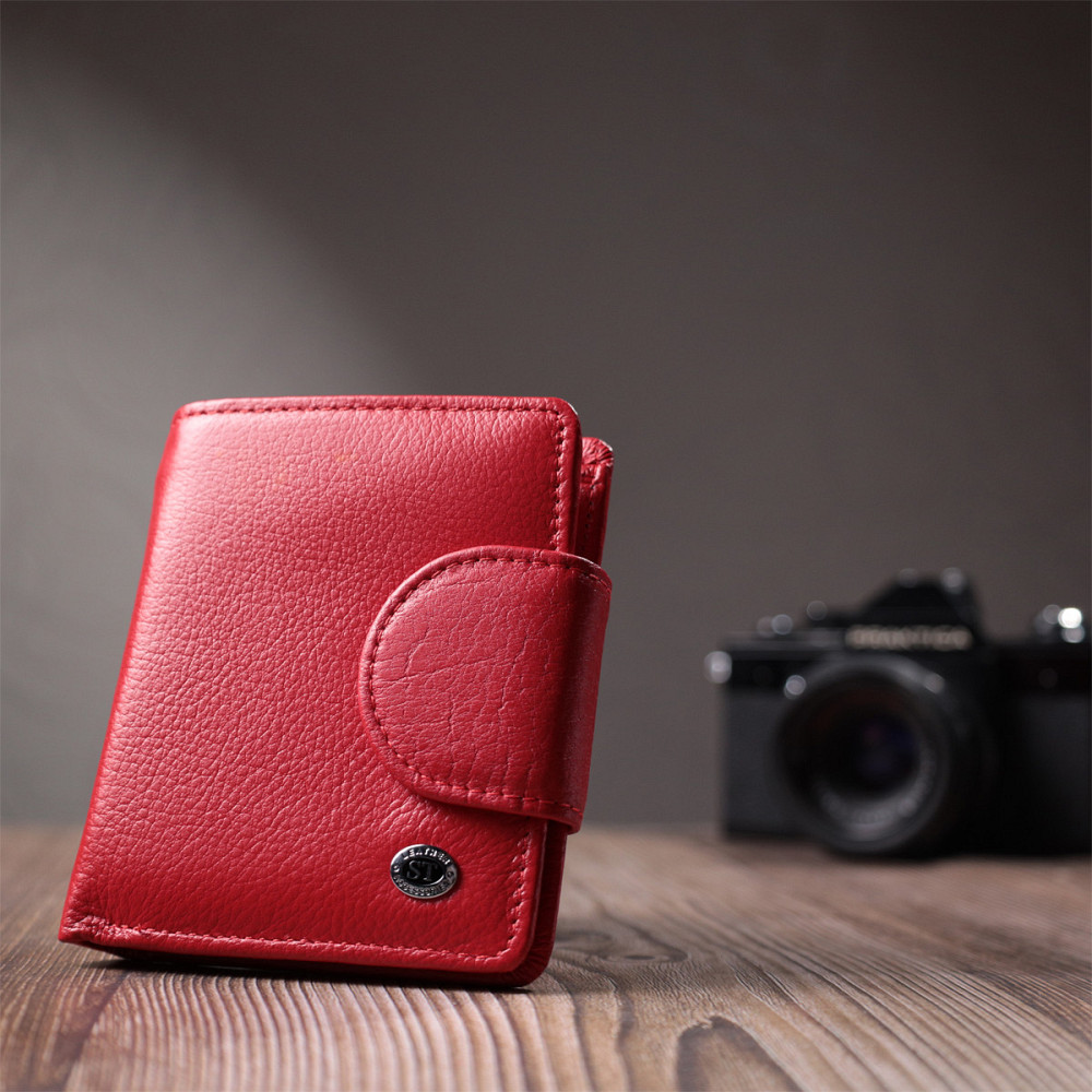 Яркий кошелек для женщин с карманом для монет из натуральной кожи ST Leather 22726 Красный Киев - изображение 9