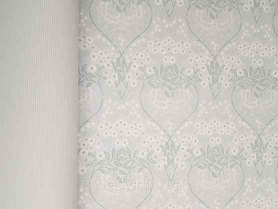 Шпалери флізелінові еко Rasch Sophia 0.53х10 рослинний принт квіти листя маленькі польові білі на сірому Київ
