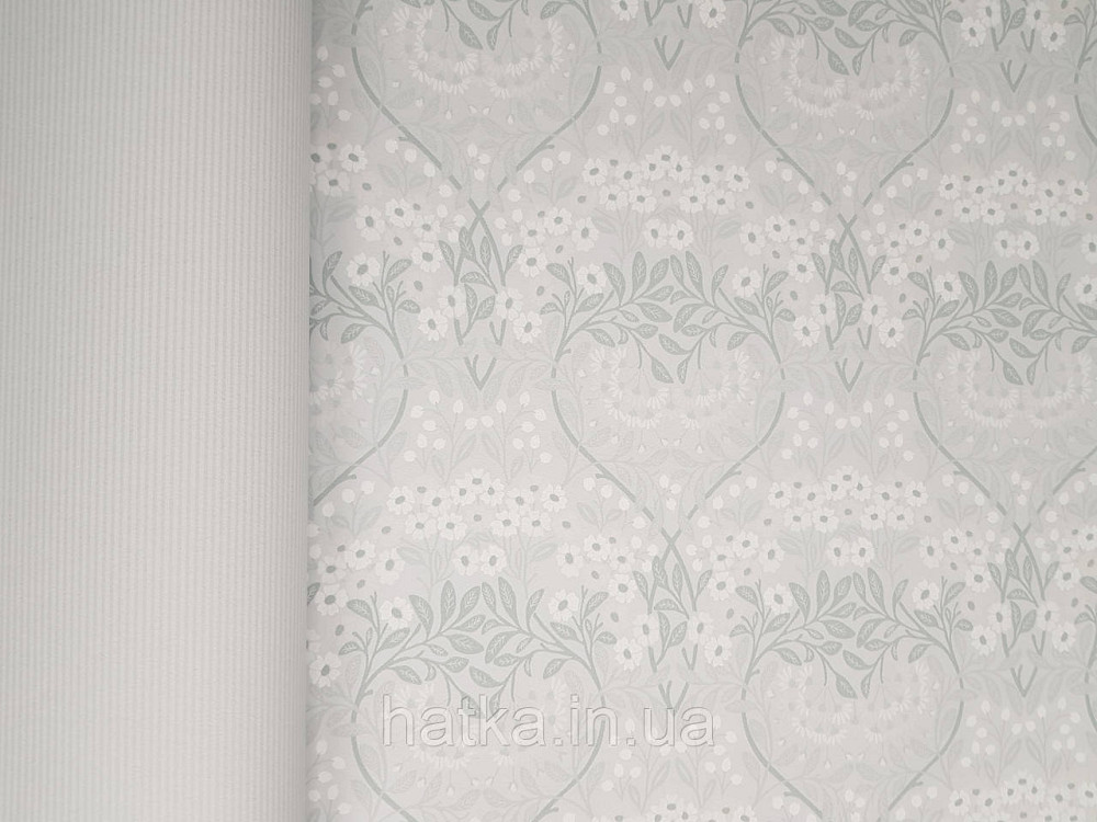 Шпалери флізелінові еко Rasch Sophia 0.53х10 рослинний принт квіти листя маленькі польові білі на сірому Київ - фото 3