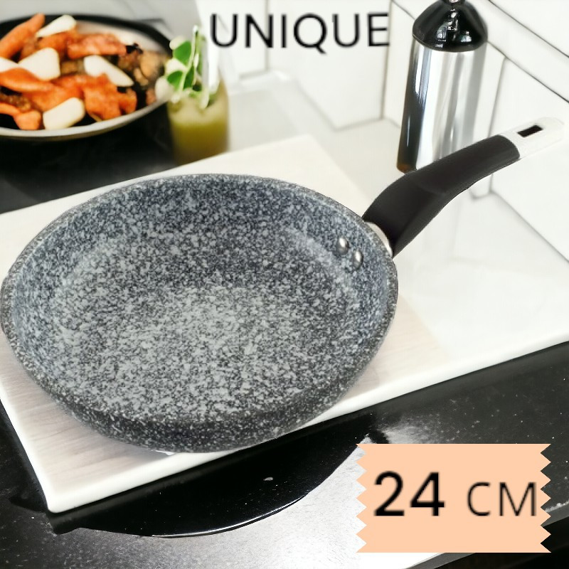 Антипригарная сковорода UNIQUE UN-5104-24см без крышки  светлый гранит Одесса - изображение 1