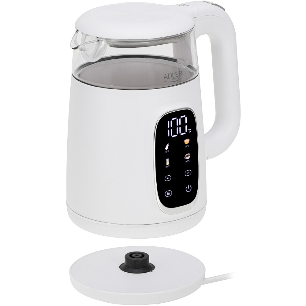 Електрочайник Adler AD 1305 white silver 1850-2200Вт/ 1.7л/ скло/ встановлення температури/ Вінниця - фото 7