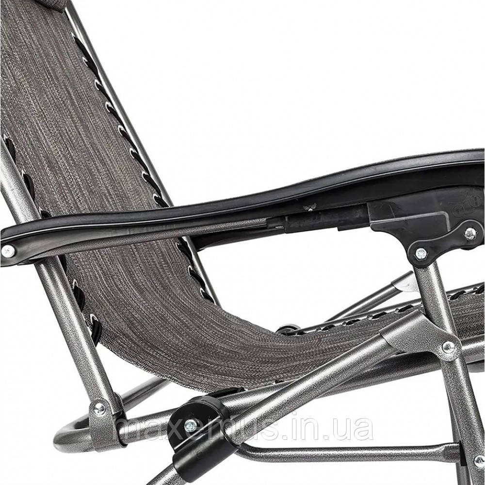 Шезлонг лежак раскладной прочный садовое кресло Bonro SP-167A для сада и дома отдыха на природе серый Мостиська - фото 4