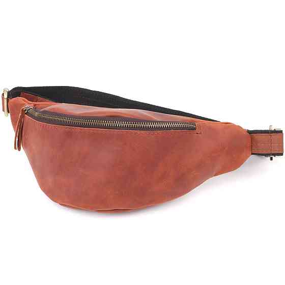 Бананка для мужчин отменного качества из винтажной натуральной кожи Shvigel 23140 Рыжий Киев