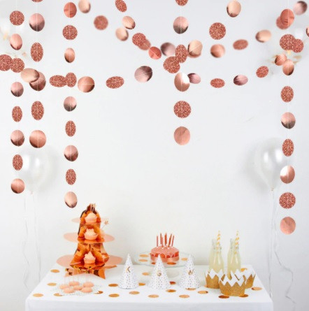 Гирлянда Кружки на нитке 4 м на 5 см розовое золото Киев - изображение 3