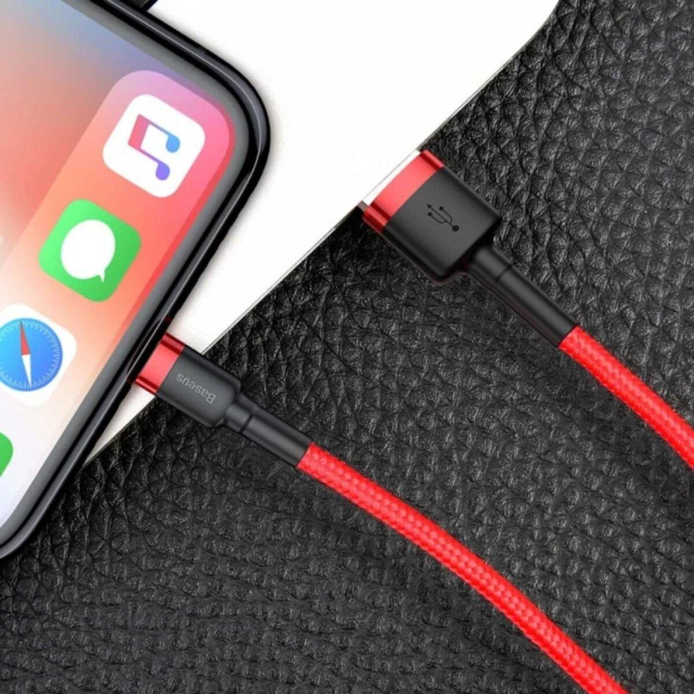 Кабель Baseus Cafule Cable USB - Lightning 1.5A 2m, цвет красный+Red CALKLF-C09 Одесса - изображение 6