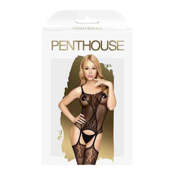 Бодістокінг із силуетним малюнком та імітацією підв'язок Penthouse - Miss Curvy Black S/L Sex Aura Київ