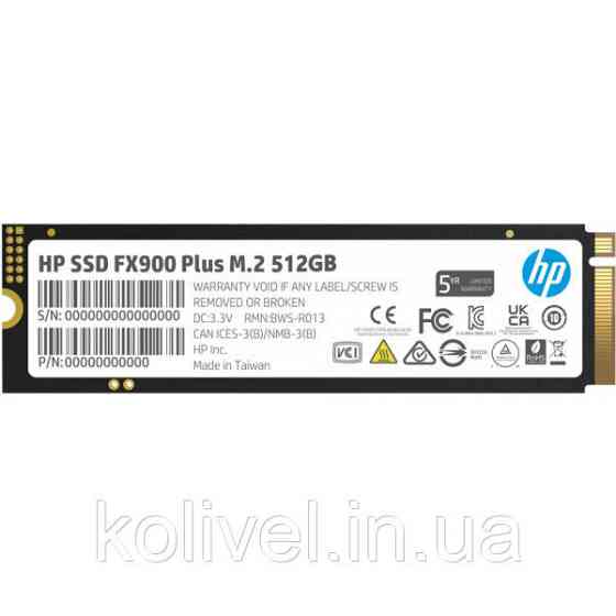 SSD 500GB HP FX900 Plus M.2 2280 PCI Ex Gen4 x4 3D NAND, Retail (7F616AA) Київ
