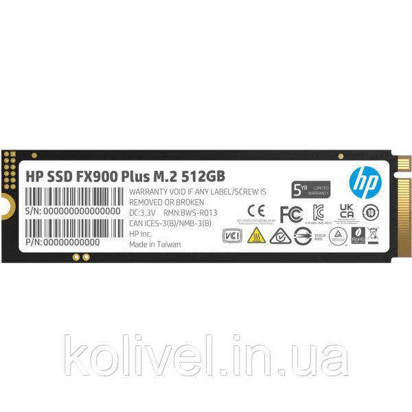 SSD 500GB HP FX900 Plus M.2 2280 PCI Ex Gen4 x4 3D NAND, Retail (7F616AA) Київ - фото 1