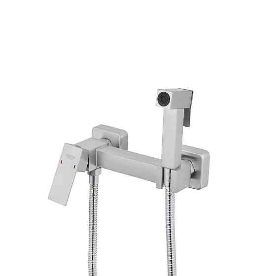 Смеситель с гигиеническим душем Kroner KRP Edelstahl Kubus - ESG052 сатин Киев